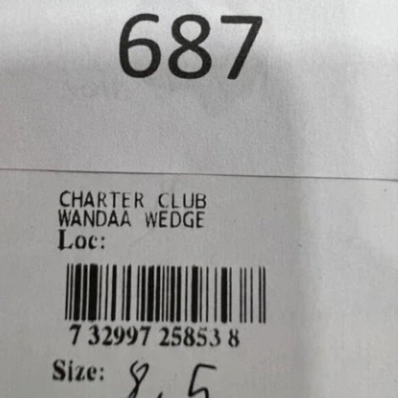 NWB Charter Club Wandaa Suede Wedge Heels 8.5M Almond Toe Scalloped Trim Black - Picture 7 of 7